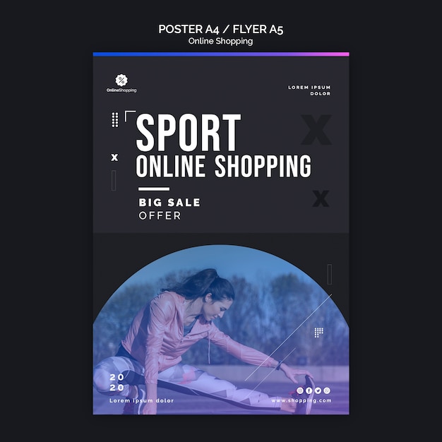 PSD grátis cartaz para compras online athleisure