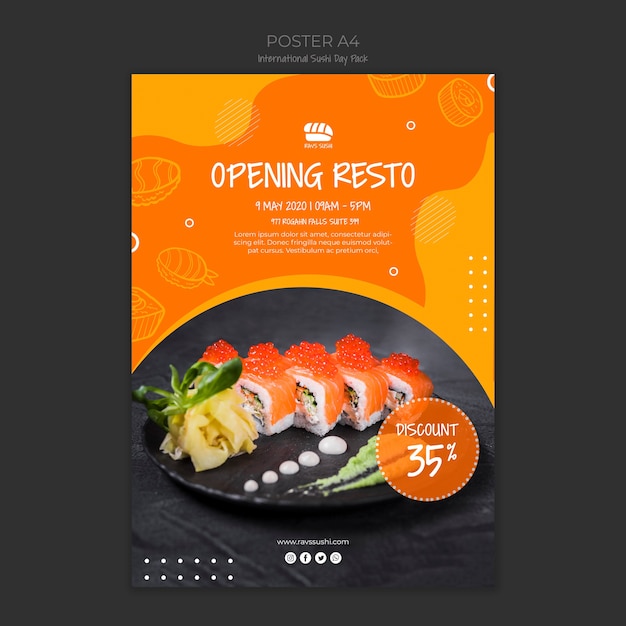 PSD grátis cartaz para restaurante de sushi