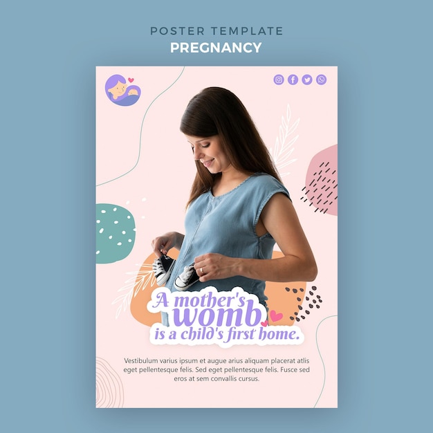 PSD grátis cartaz vertical com mulher grávida
