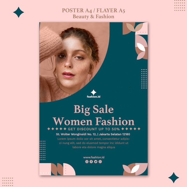 PSD grátis cartaz vertical de beleza e moda feminina