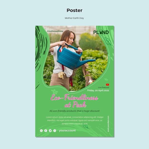 Cartaz vertical de celebração do Dia da Mãe Terra