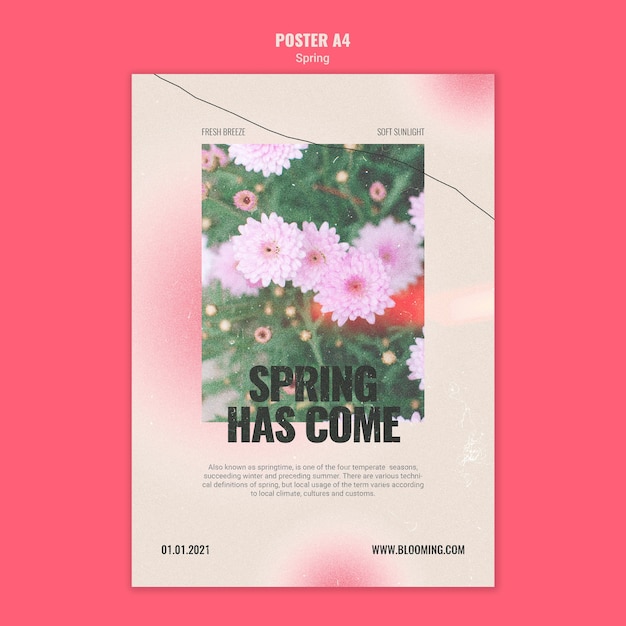 PSD grátis cartaz vertical para a primavera com flores