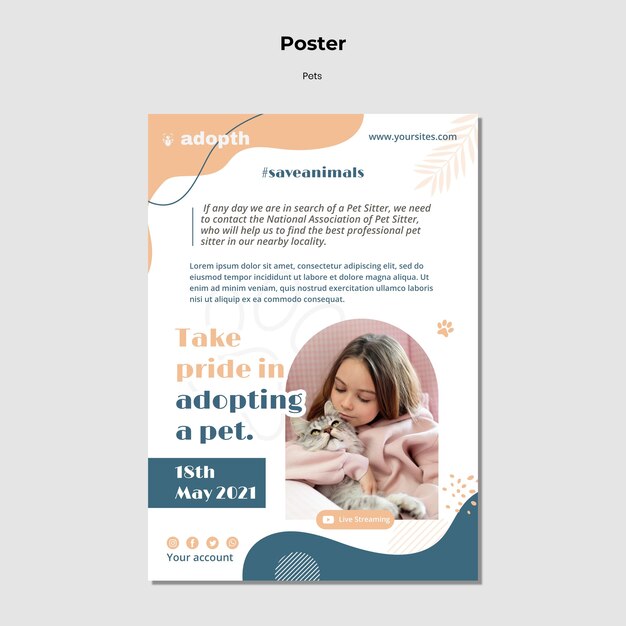 Cartaz vertical para adoção de animais de estimação