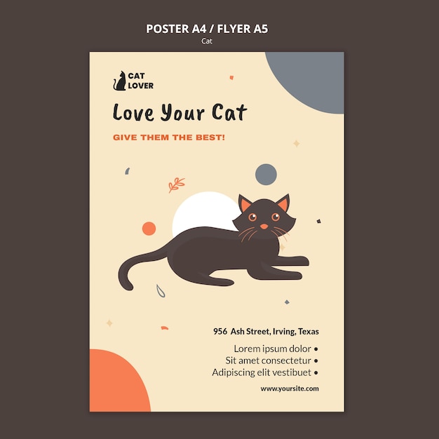 Cartaz vertical para adoção de gatos