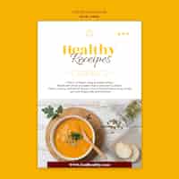 PSD grátis cartaz vertical para blog de receitas de comida saudável