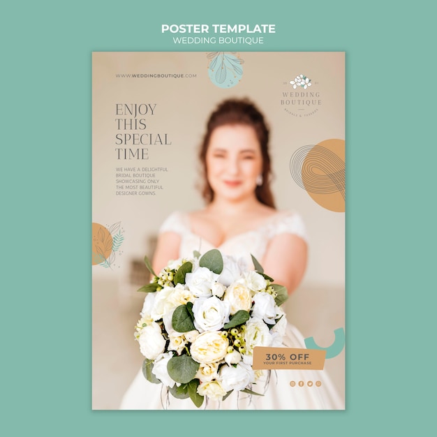 Cartaz vertical para boutique de casamento elegante