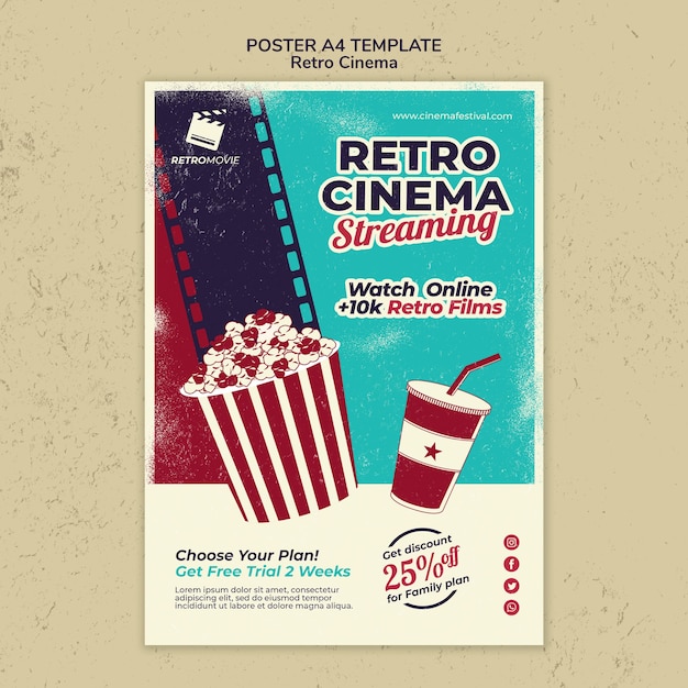 Cartaz vertical para cinema retro