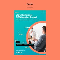 Cartaz vertical para conferência de evento principal ceo