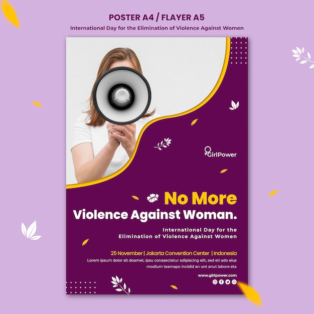 PSD grátis cartaz vertical para eliminação da violência contra as mulheres