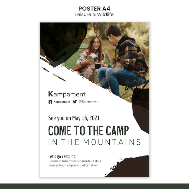 Cartaz vertical para exploração e lazer da natureza