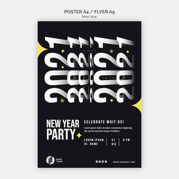 PSD grátis cartaz vertical para festa de ano novo