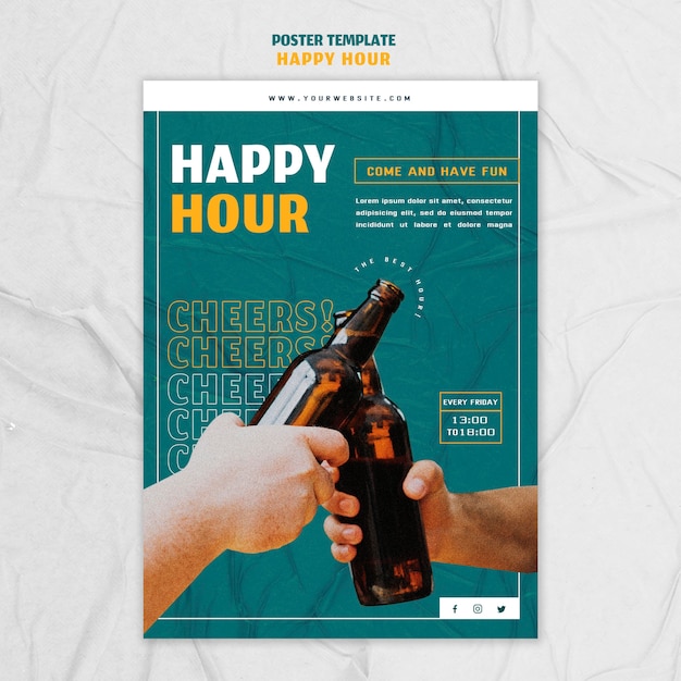PSD grátis cartaz vertical para happy hour