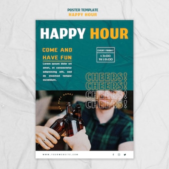 Cartaz vertical para happy hour