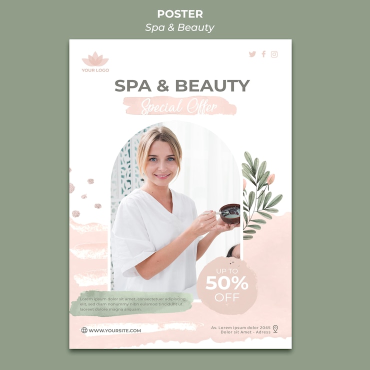 PSD grátis cartaz vertical para spa e relaxamento