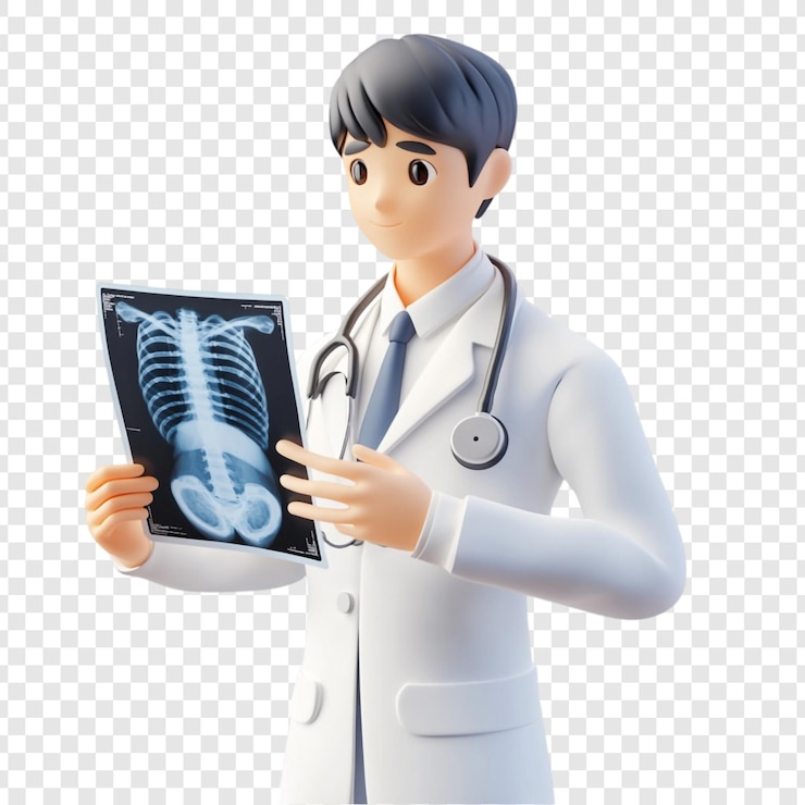 PSD grátis cartoon doutor examinando raio-x cuidados de saúde diagnóstico médico