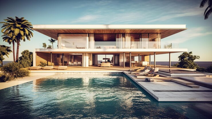 PSD grátis casa de praia luxuosa ia generativa