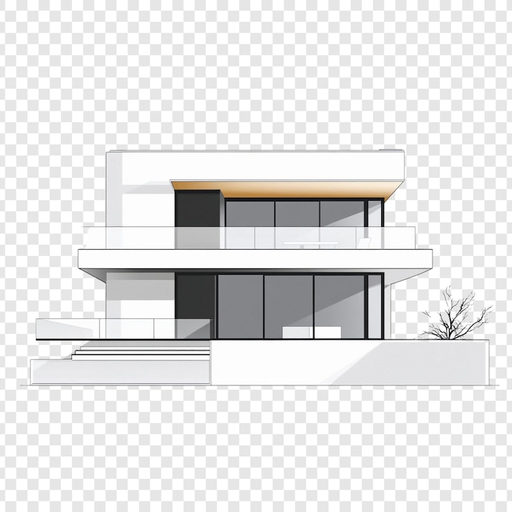 PSD grátis casa moderna design arquitetônico residência de dois andares com varanda e estética minimalista