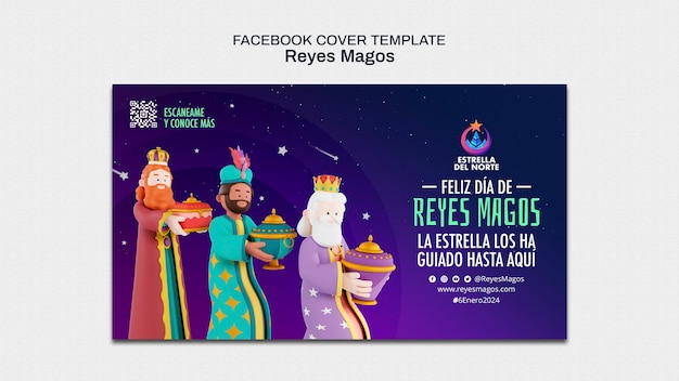 PSD grátis celebração de reyes magos modelo de capa do facebook
