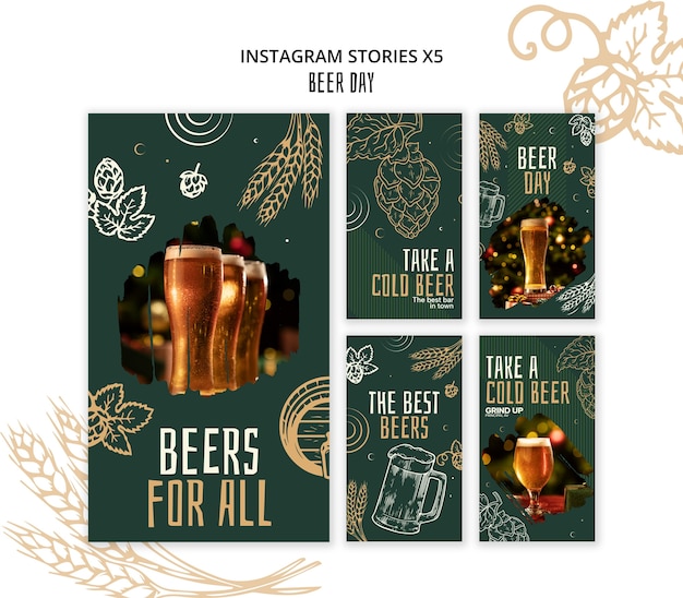 Celebração do dia da cerveja em histórias do instagram