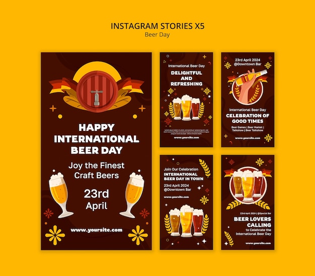 PSD grátis celebração do dia da cerveja em histórias do instagram