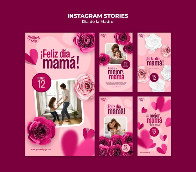 Celebração do Dia da Mulher em histórias do Instagram