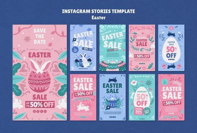 Celebração do Dia da Páscoa em histórias do Instagram