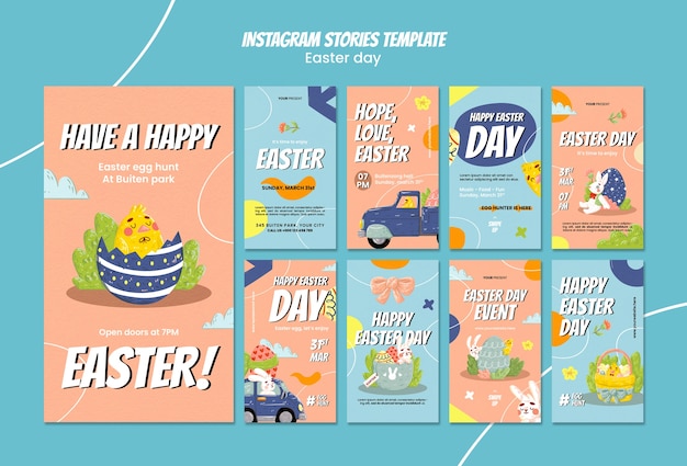 Celebração do dia da páscoa em histórias do instagram