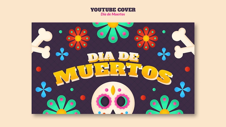 PSD grátis celebração do dia de muertos capa do youtube