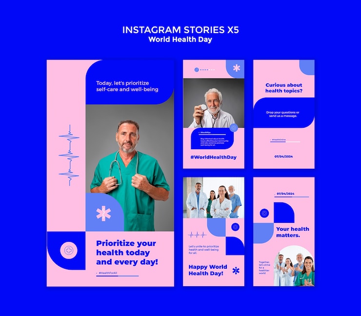 PSD grátis celebração do dia mundial da saúde em histórias no instagram