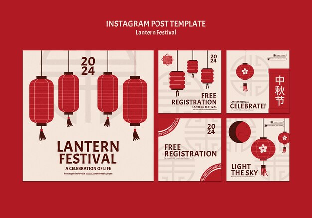 Celebração do Festival das Lanternas modelo de postagens no Instagram