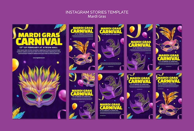 Celebração do mardi gras histórias no instagram