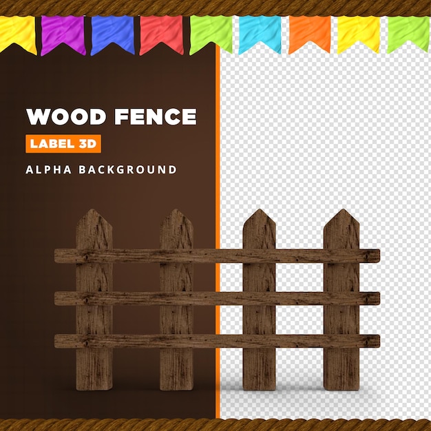 Cerca de madeira composição de renderização em 3d