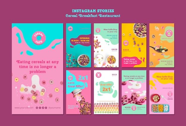 Cereal breakfast restaurant instagram histórias