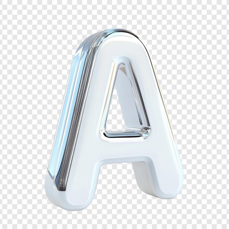 PSD grátis chrome letter a renderização 3d de fundo branco