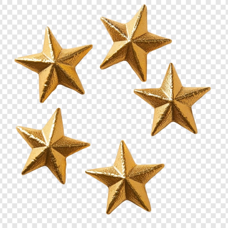 PSD grátis cinco estrelas douradas um brilho festivo