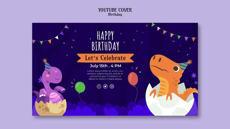 PSD grátis cobertura do youtube de comemoração de aniversário de design plano