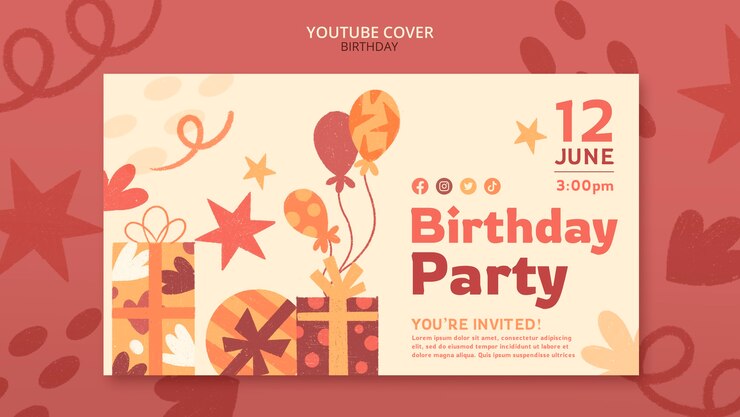 PSD grátis cobertura do youtube de comemoração de aniversário de design plano