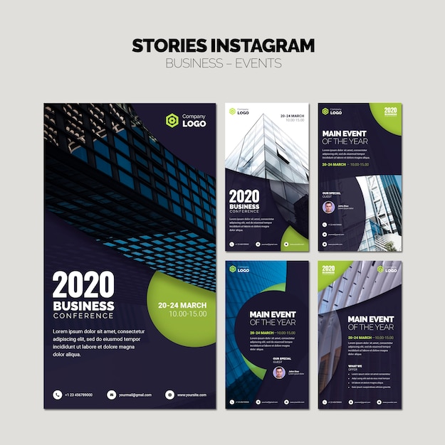 Colagem de histórias do Instagram de modelos de negócios