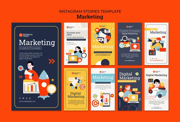 Coleção de histórias do instagram da empresa de negócios de marketing