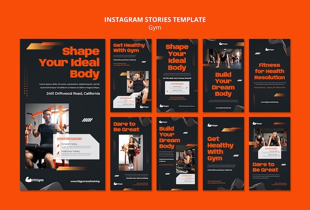 Coleção de histórias do instagram de academia e fitness