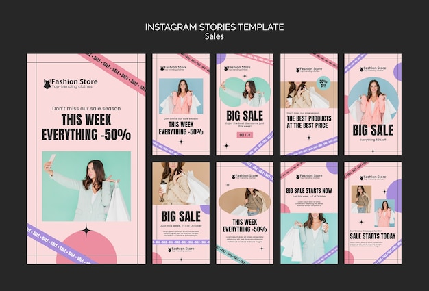 coleção de histórias do instagram de venda de moda feminina