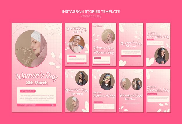 Coleção de histórias do Instagram para a celebração do dia da mulher