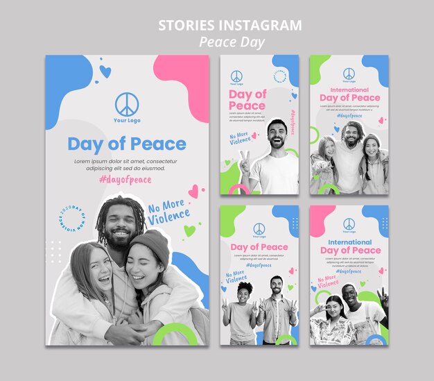 Coleção de histórias do Instagram para a celebração do dia internacional da paz
