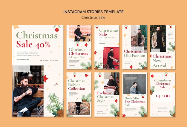 Coleção de histórias do instagram para liquidação de natal Psd Premium