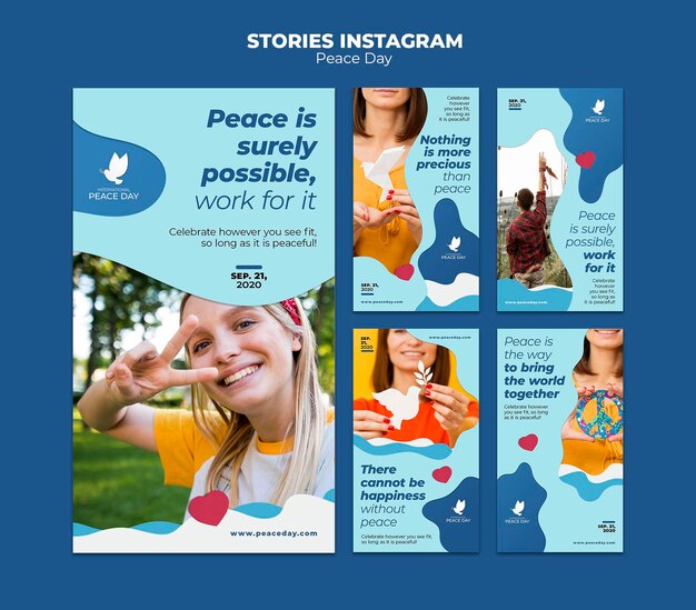 Coleção de histórias do Instagram para o dia mundial da paz