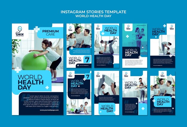 Coleção de histórias do instagram para o dia mundial da saúde