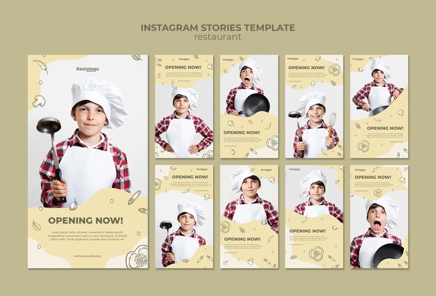 Coleção de histórias do Instagram para restaurante