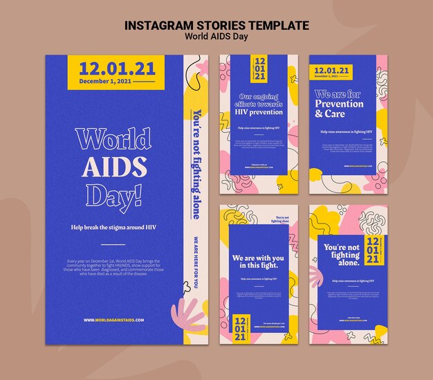 Coleção de modelos de histórias do Instagram para o Dia Mundial da AIDS