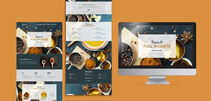 PSD grátis coleção de modelos de site de comida indiana