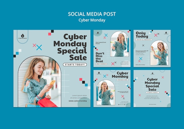 Coleção de postagens do instagram da cyber monday